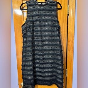 J Crew Black Fringy Lace Dress